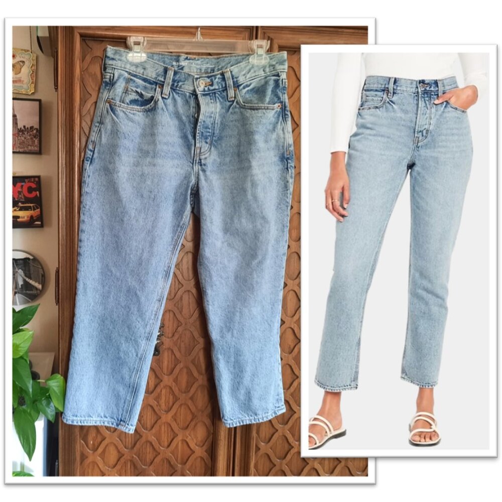 OLD NAVY High-Waisted Button-Fly Slouchy Straight Crop Jeans - Lightwash, 6P